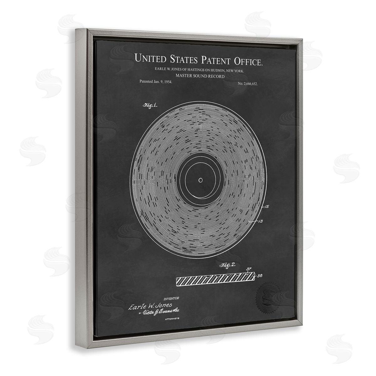 Karl Hronek Master Sound Record Music Diagram Detailed Gray Floating Frame Canvas Wall Art Print