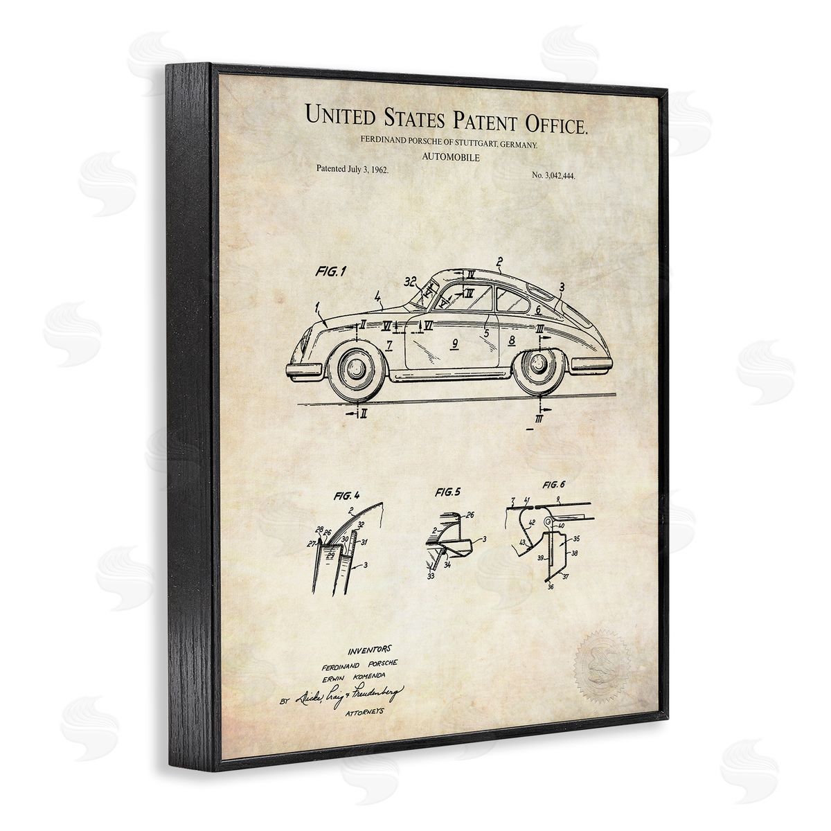Karl Hronek Vintage Car Automobile Diagram Blueprint Patent Text Black Framed Giclee Wall Art Print