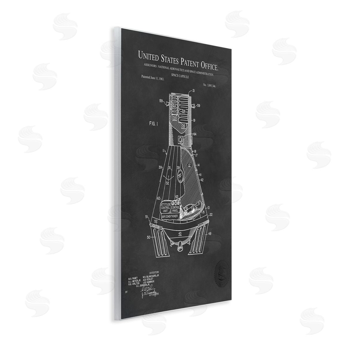 Karl Hronek Space Capsule Aircraft Detailed Blueprint Diagram Wall Plaque Art Print