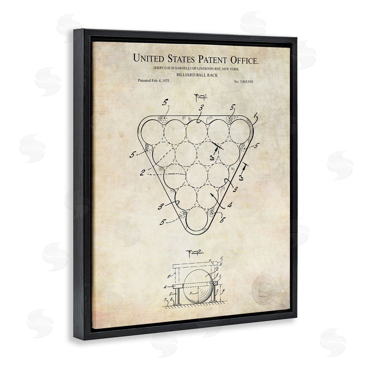Karl Hronek Vintage Billiards Pool Game Diagram Blueprint Black Floating Frame Canvas Wall Art Print