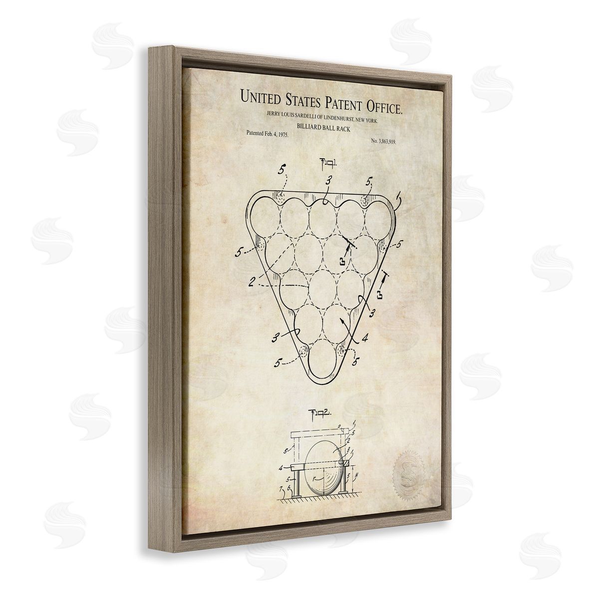 Karl Hronek Vintage Billiards Pool Game Diagram Blueprint Brown Floating Frame Canvas Wall Art Print