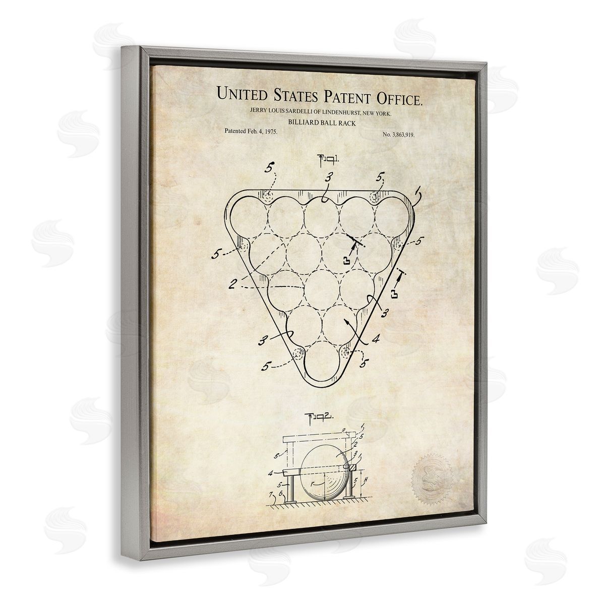 Karl Hronek Vintage Billiards Pool Game Diagram Blueprint Gray Floating Frame Canvas Wall Art Print