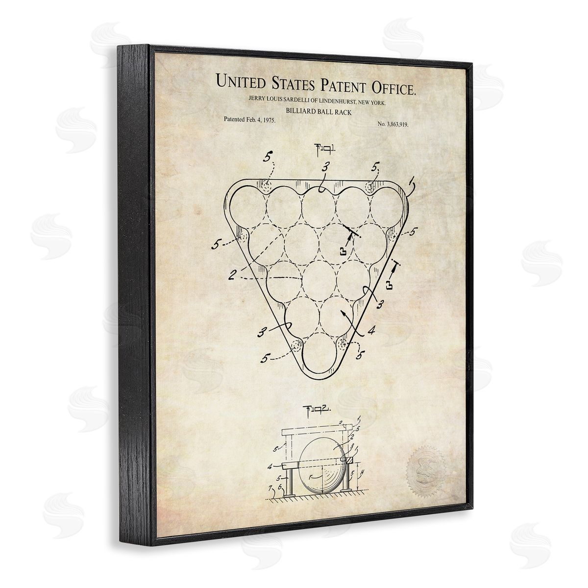 Karl Hronek Vintage Billiards Pool Game Diagram Blueprint Black Framed Giclee Wall Art Print