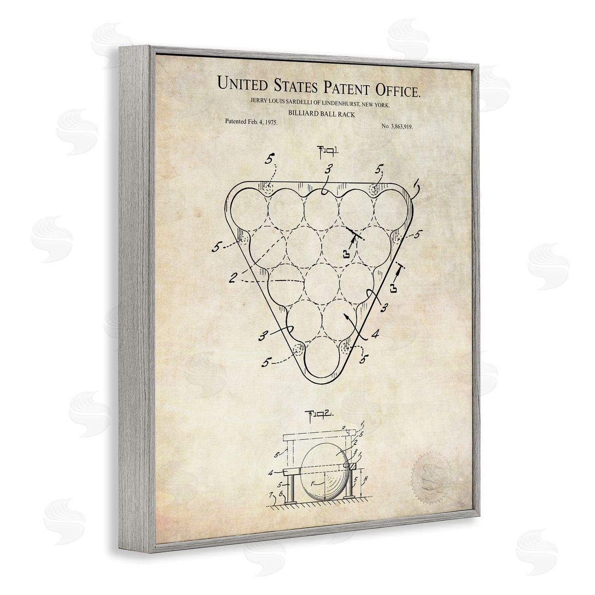 Karl Hronek Vintage Billiards Pool Game Diagram Blueprint Gray Framed Giclee Wall Art Print