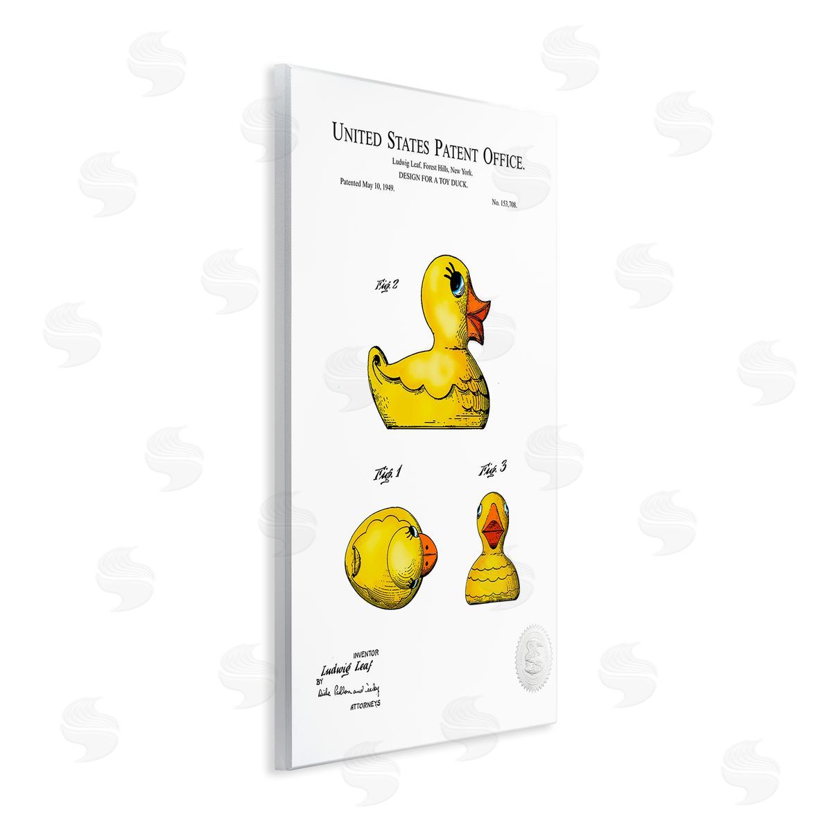 Karl Hronek Toy Rubber Duck Yellow Patent Diagram  Wall Plaque Art Print