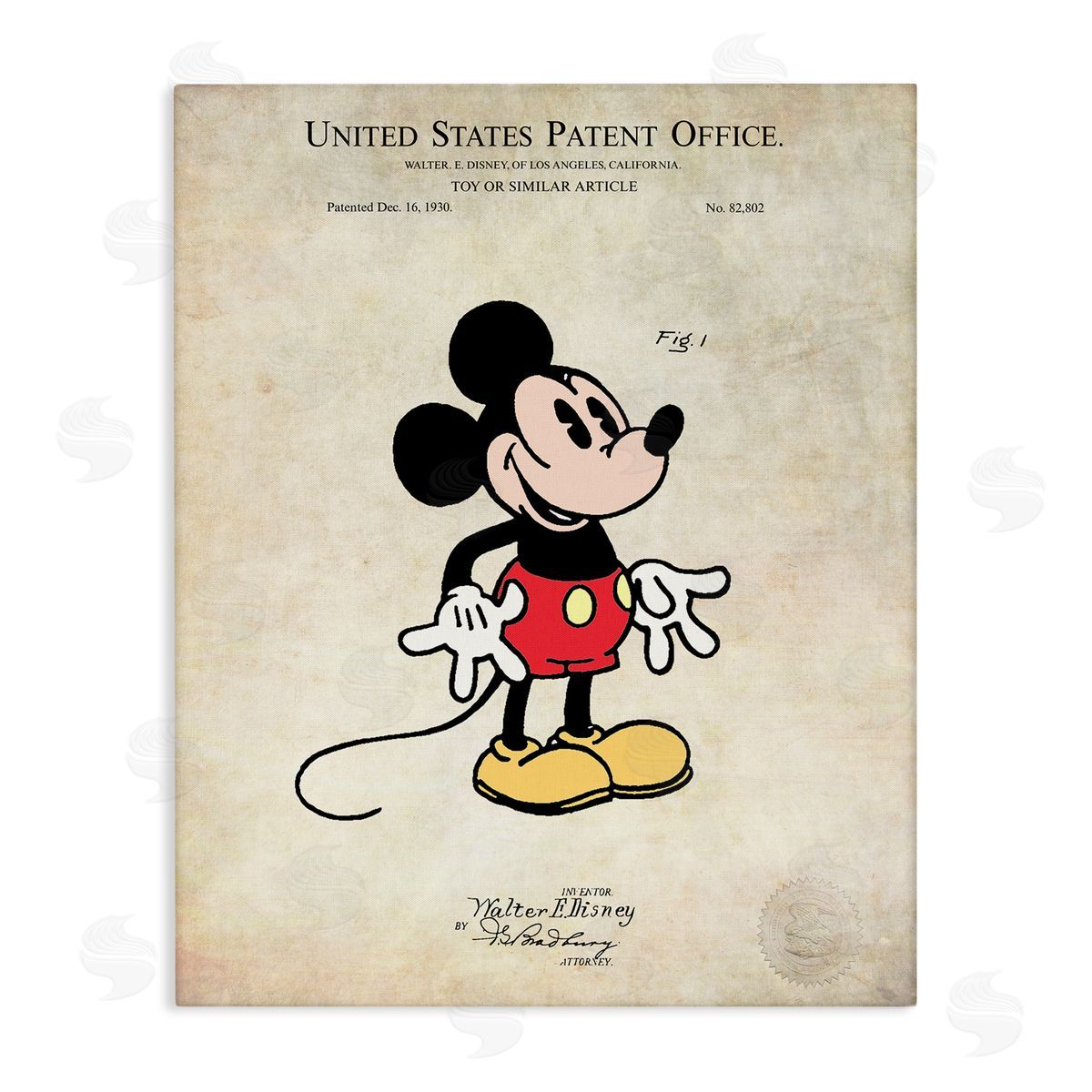 Karl Hronek Toy Character Diagram Patent Vintage  Stretched Canvas Wall Art Print