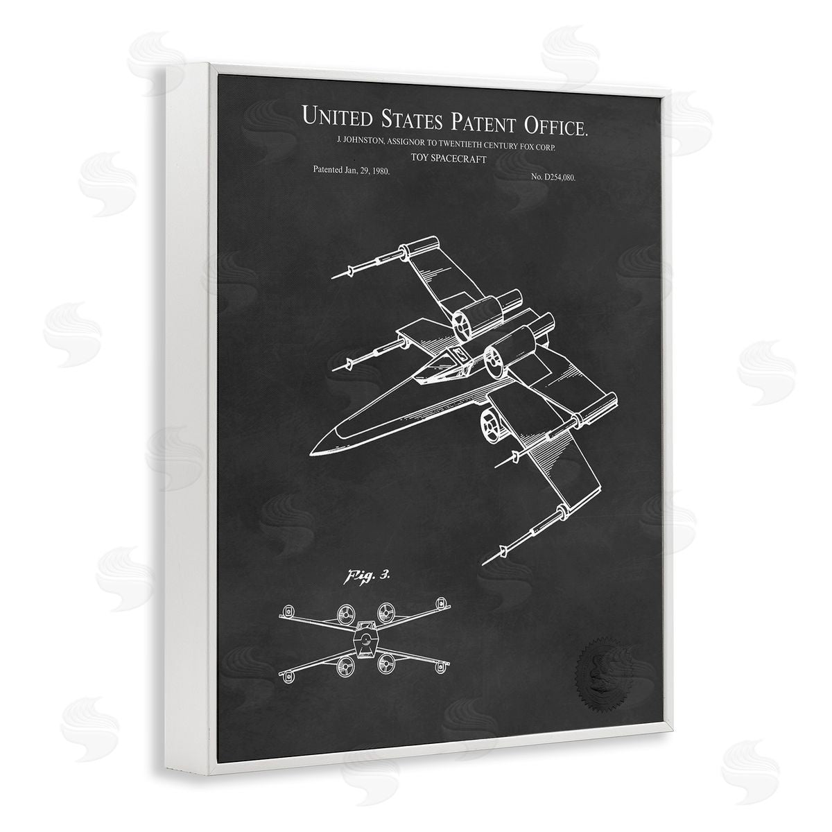 Karl Hronek Vintage Spacecraft Aircraft Patent Office Diagram Blueprint  White Framed Giclee Wall Art Print