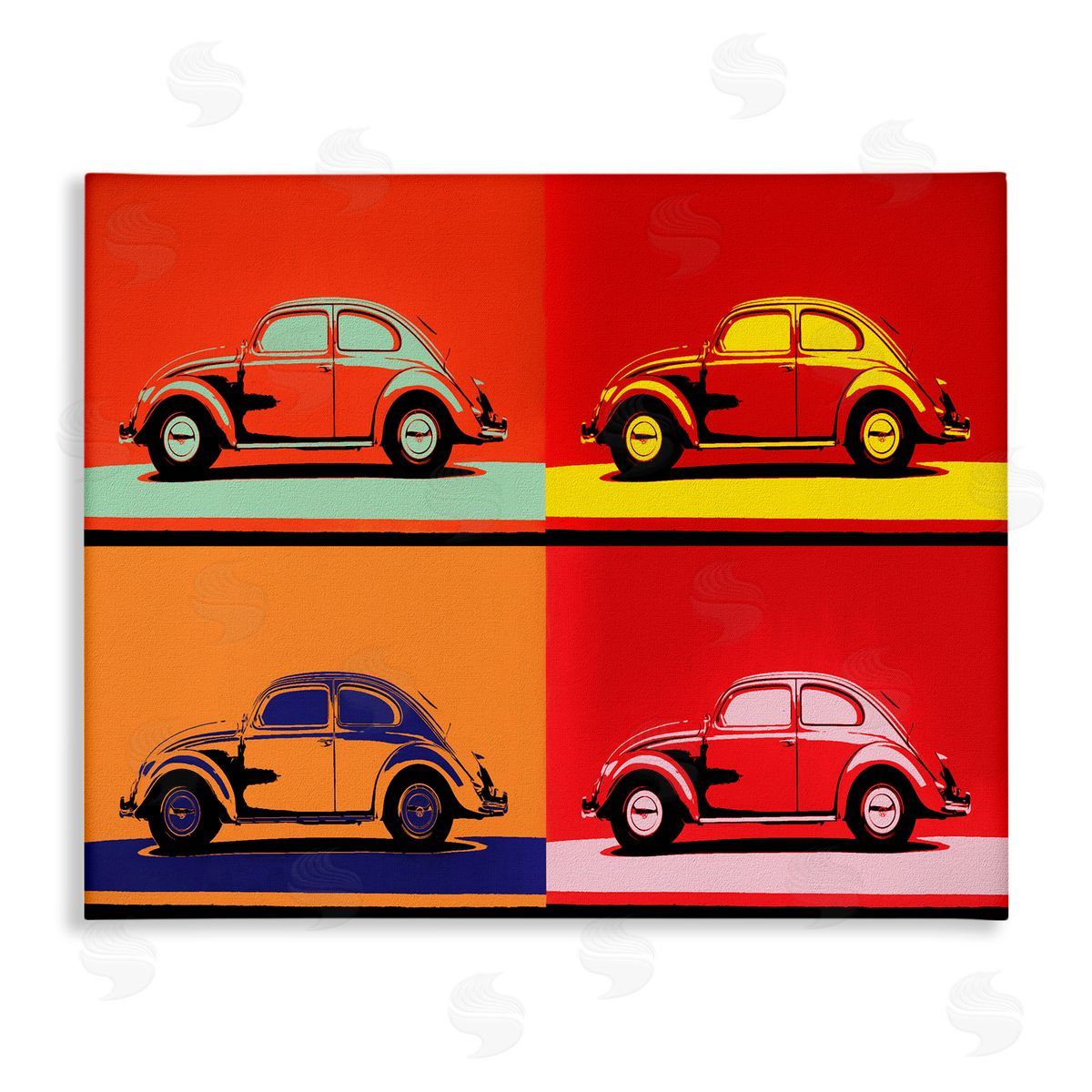 Daniel Sproul Pop Vintage Car Automobile Red Bold  Stretched Canvas Wall Art Print
