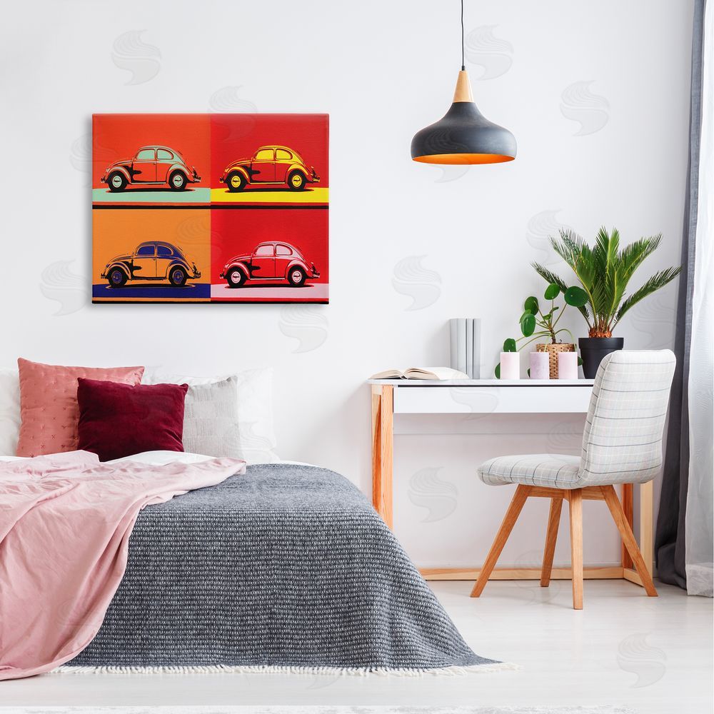 Daniel Sproul Pop Vintage Car Automobile Red Bold  Canvas Wall Art Print in Room