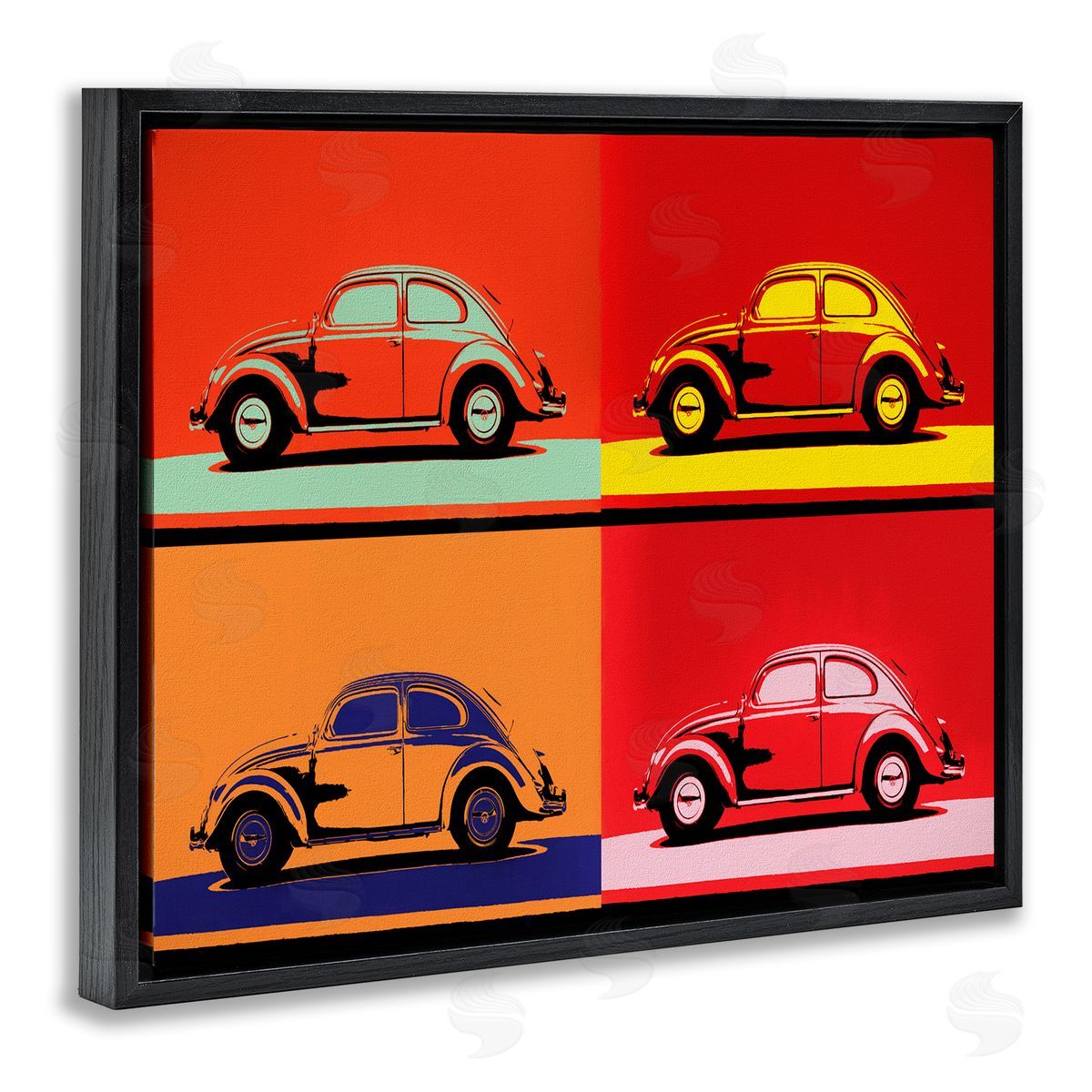 Daniel Sproul Pop Vintage Car Automobile Red Bold  Black Floating Frame Canvas Wall Art Print