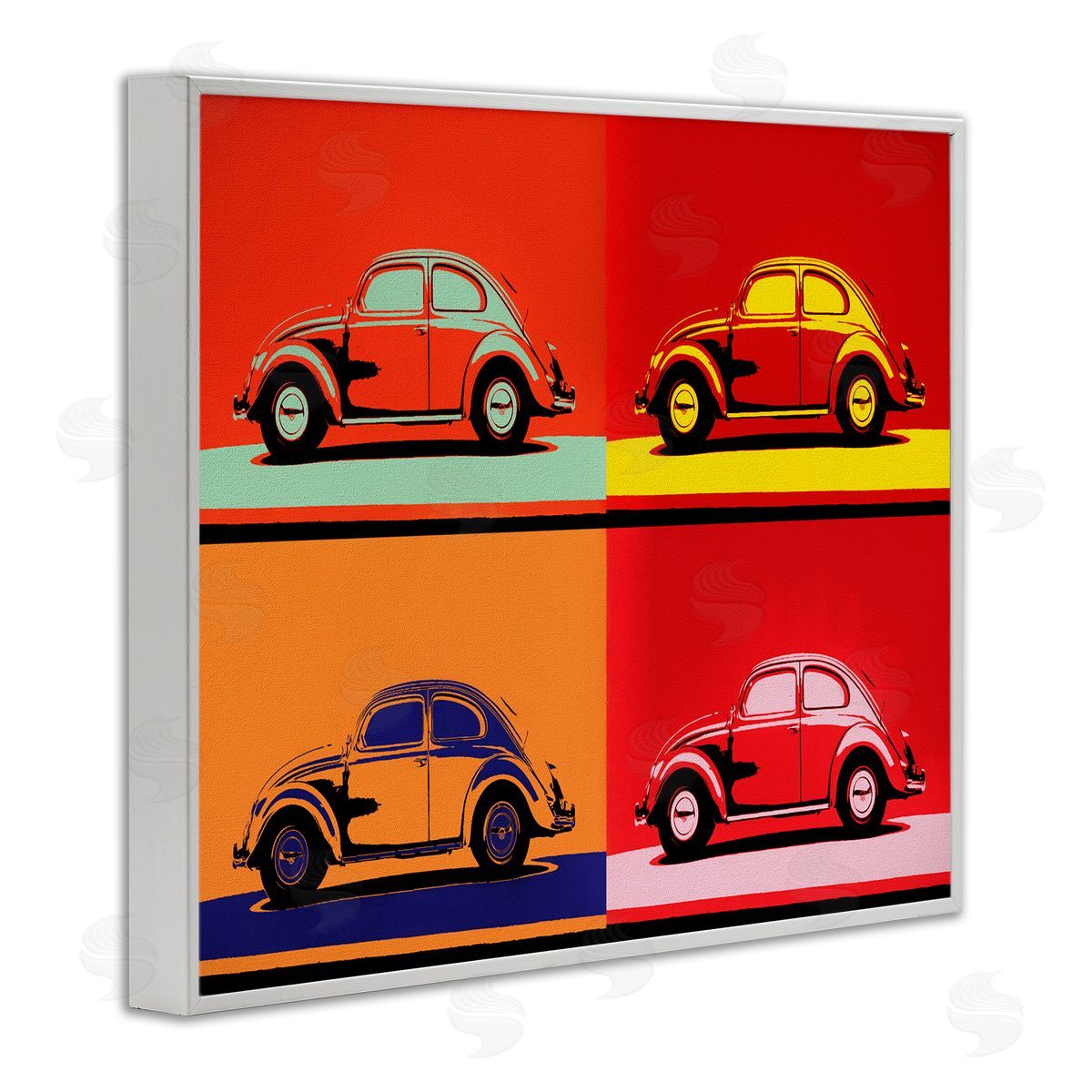 Daniel Sproul Pop Vintage Car Automobile Red Bold  White Framed Giclee Wall Art Print