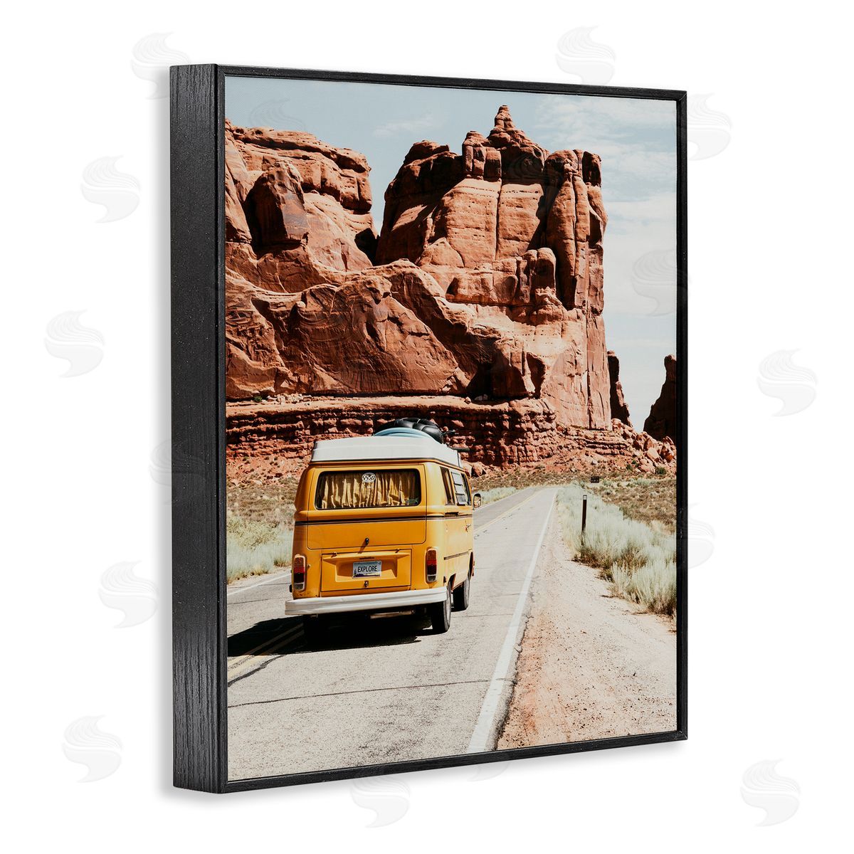 Amy Brinkman Yellow Van Driving Canyon Desert Rural Road Black Framed Giclee Wall Art Print