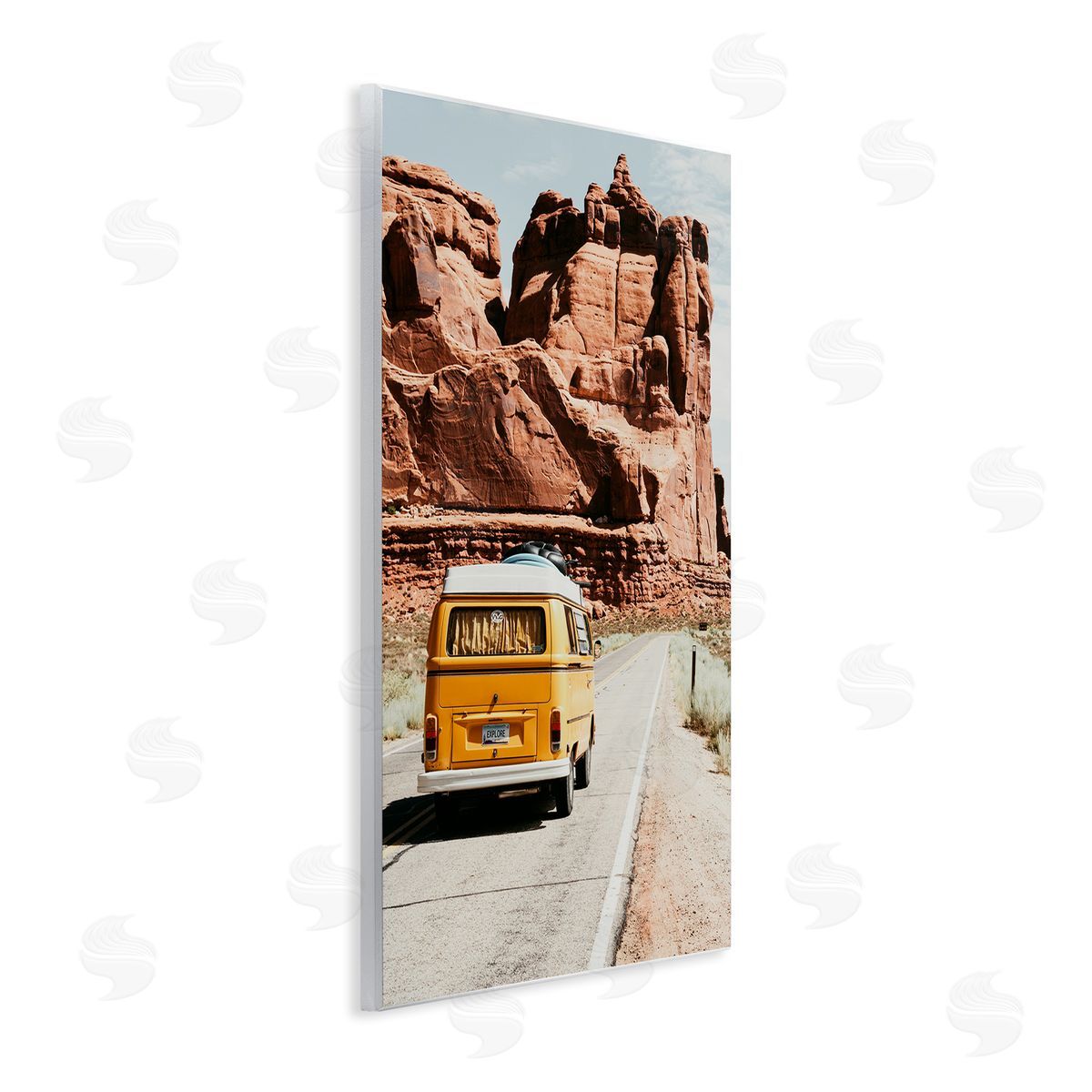 Amy Brinkman Yellow Van Driving Canyon Desert Rural Road Wall Plaque Art Print