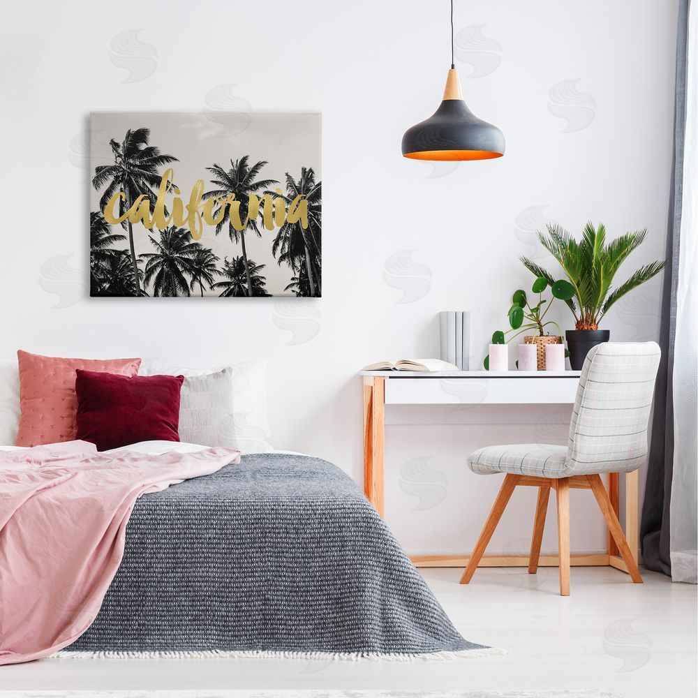 Amy Brinkman California Glam Typography Tropical Tree Foliage  Canvas Wall Art Print in Room