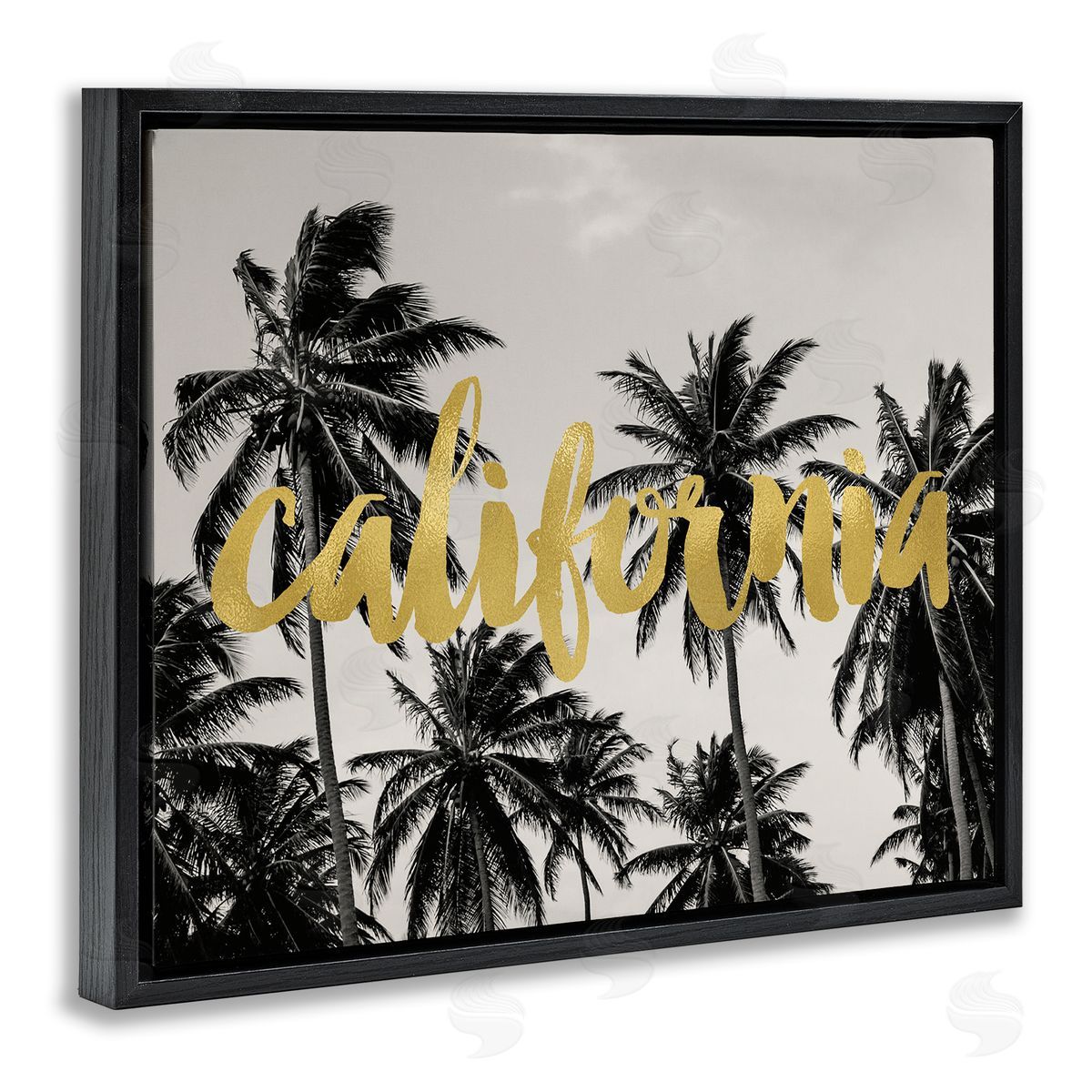 Amy Brinkman California Glam Typography Tropical Tree Foliage  Black Floating Frame Canvas Wall Art Print