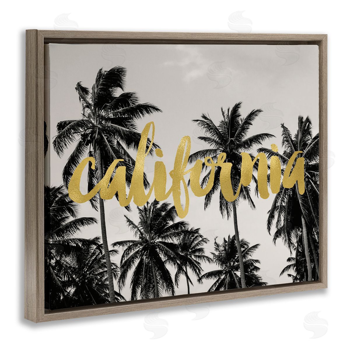 Amy Brinkman California Glam Typography Tropical Tree Foliage  Brown Floating Frame Canvas Wall Art Print