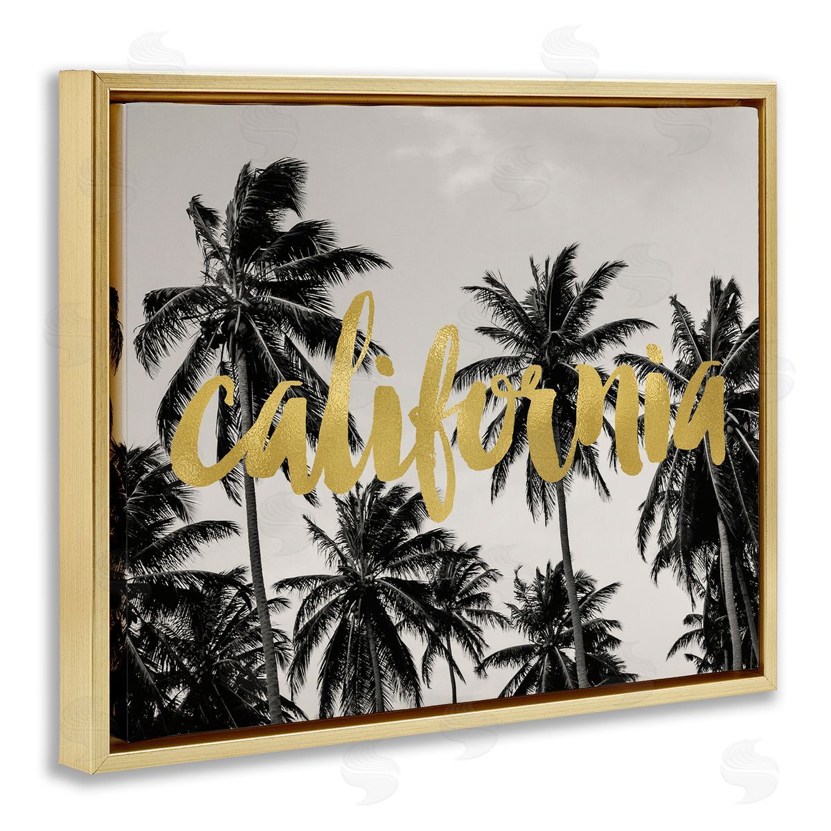 Amy Brinkman California Glam Typography Tropical Tree Foliage  Gold Floating Frame Canvas Wall Art Print
