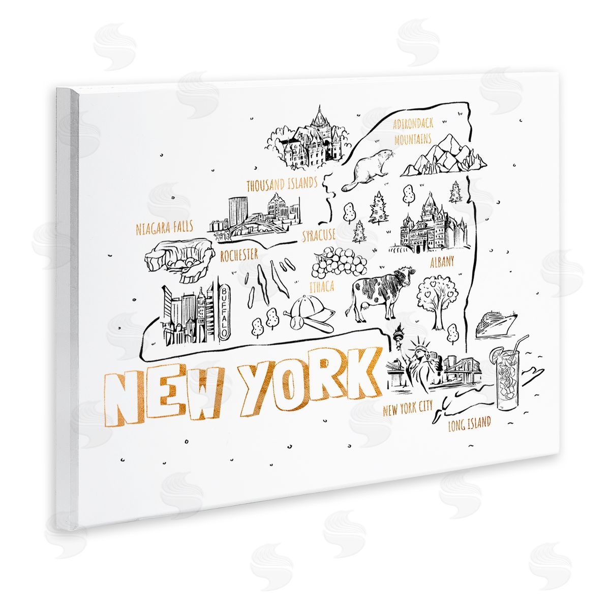 Ziwei Li New York Landmarks Text Diagram Glam  Wall Plaque Art Print