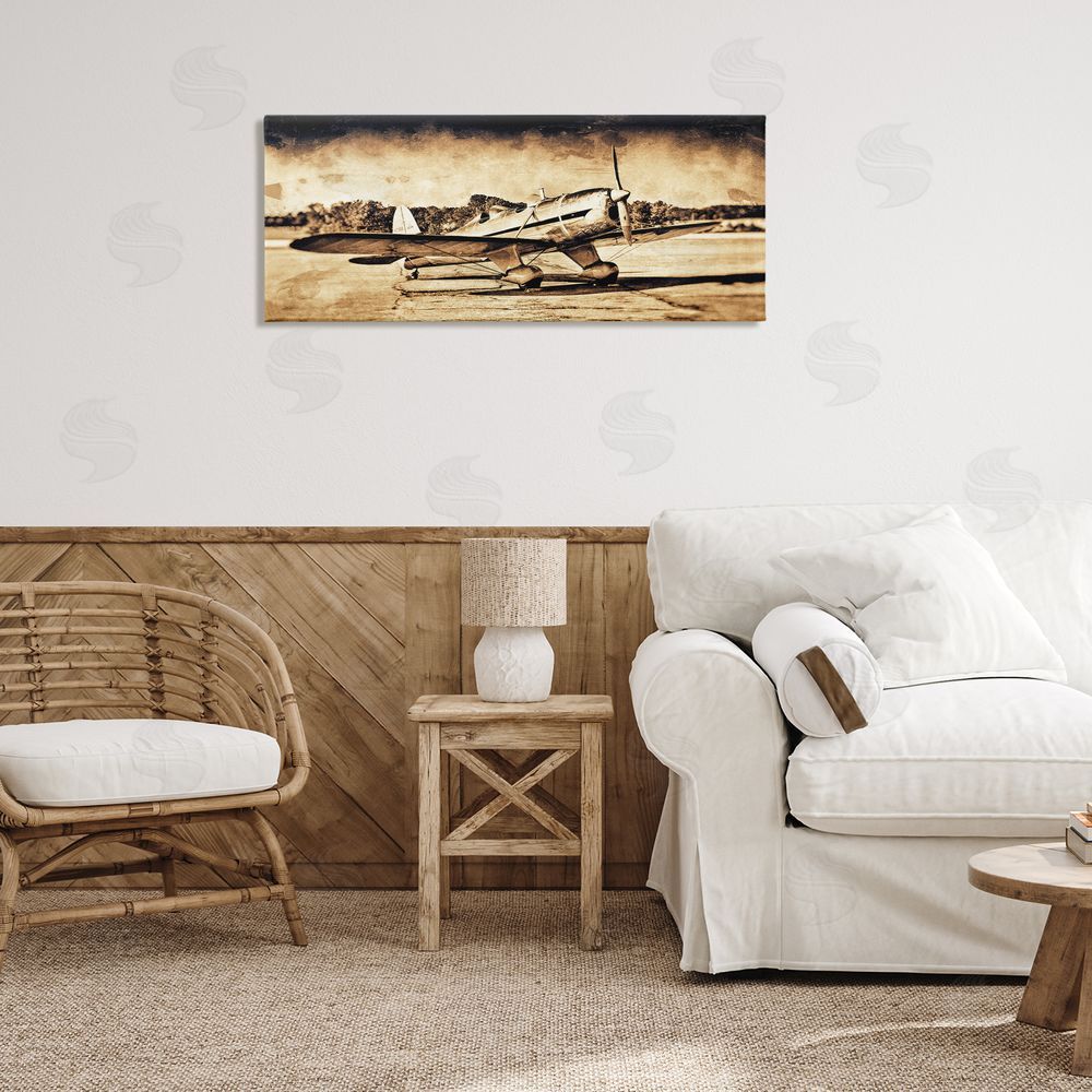 John Slemp Vintage Propeller Airplane Aircraft Sepia Photography 