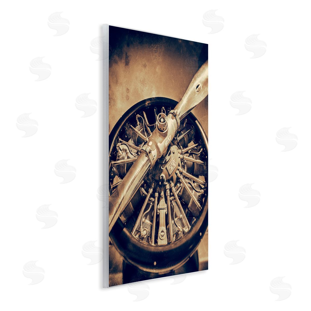John Slemp Propeller Machinery Detailed Aircraft Sepia Photography  Wall Plaque Art Print