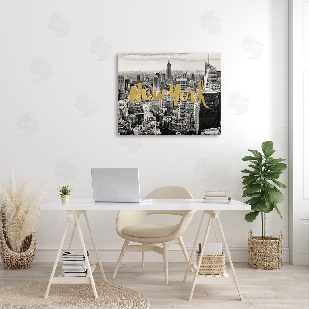 Amy Brinkman Urban New York City Skyline Glam Detail Typography  Canvas Wall Art Print in Room