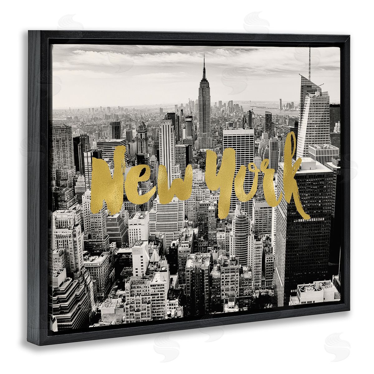 Amy Brinkman Urban New York City Skyline Glam Detail Typography  Black Floating Frame Canvas Wall Art Print