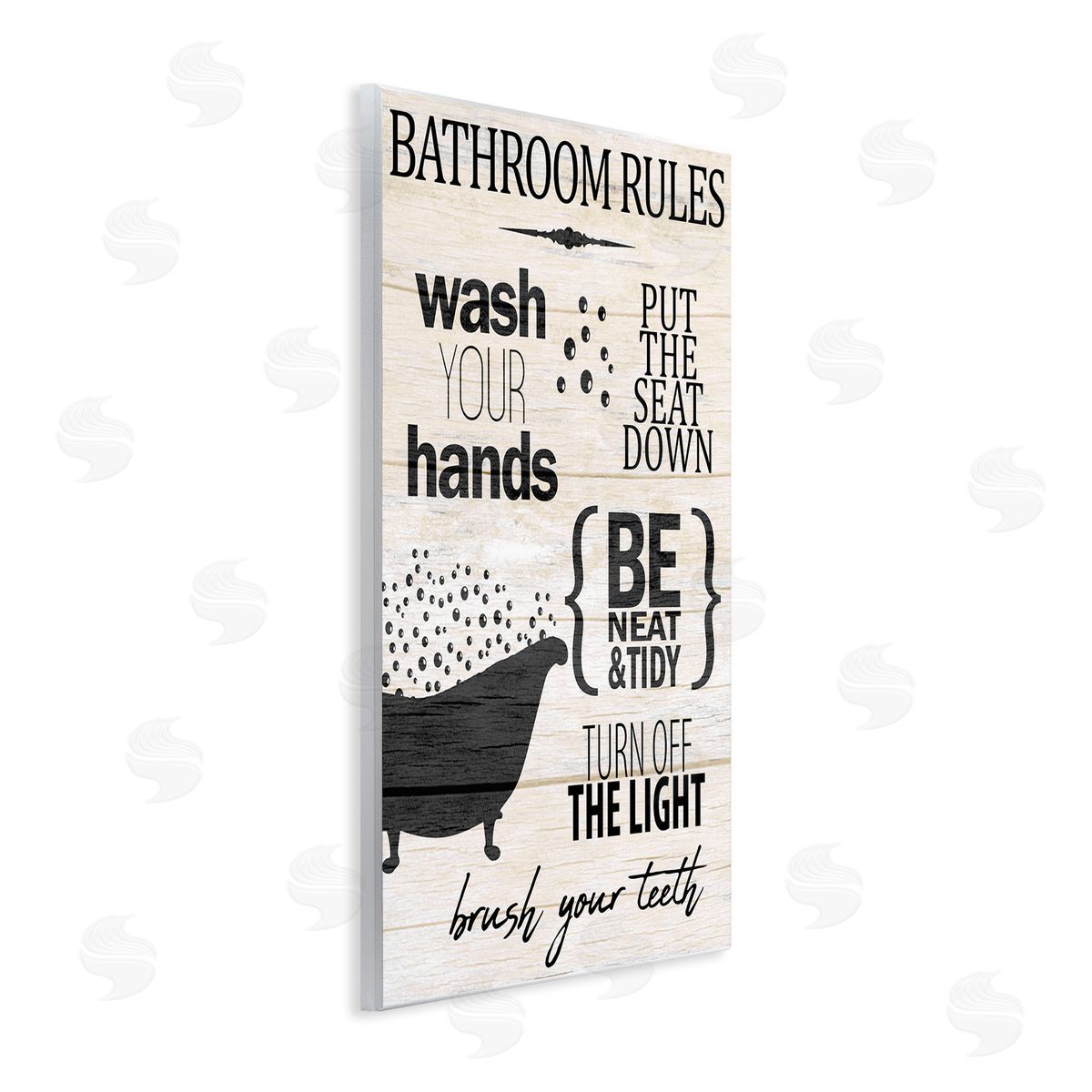 Kim Allen Rustic Bathroom Rules Sign Wash Hands Typography  Wall Plaque Art Print