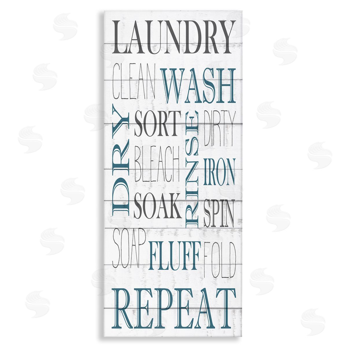Kim Allen Laundry Room Blue White Text Typography Sign 