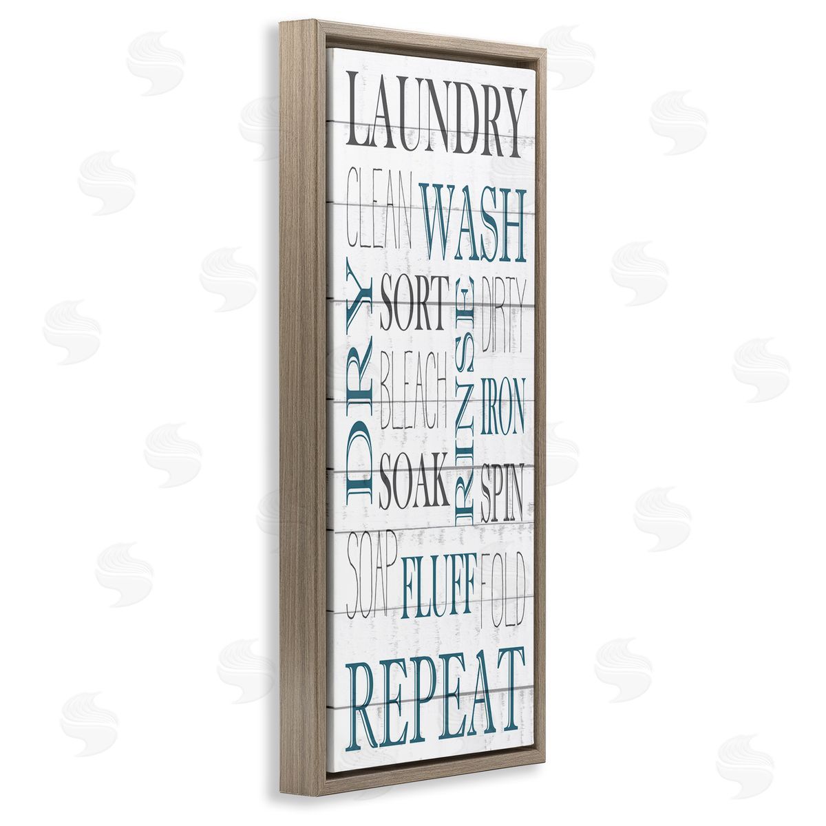 Kim Allen Laundry Room Blue White Text Typography Sign 