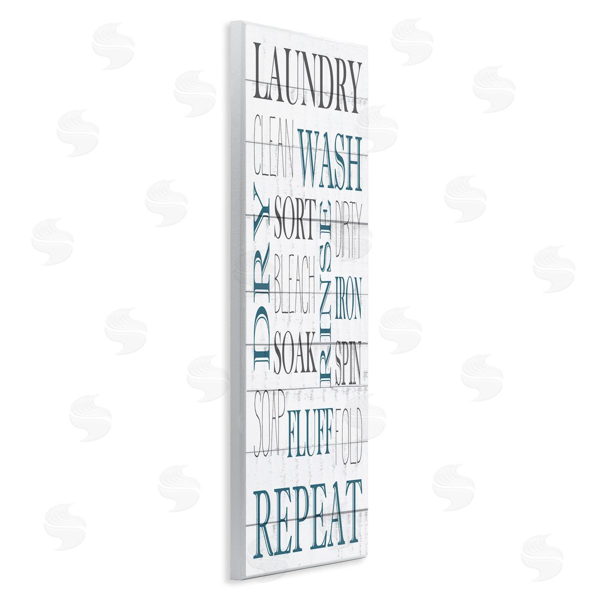 Kim Allen Laundry Room Blue White Text Typography Sign 