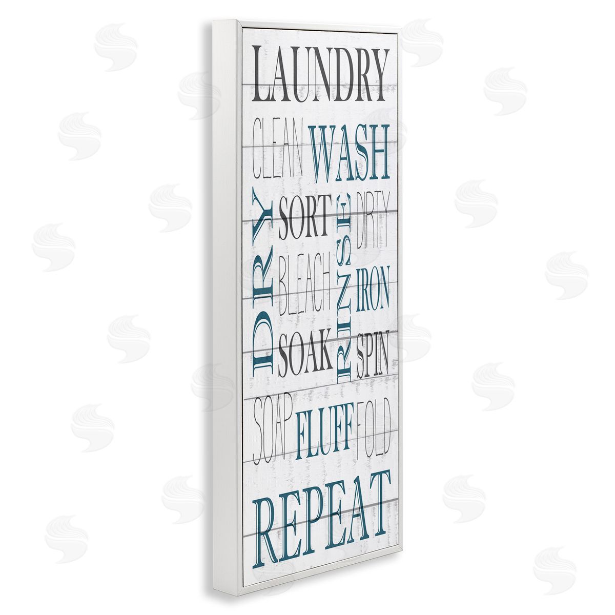 Kim Allen Laundry Room Blue White Text Typography Sign 