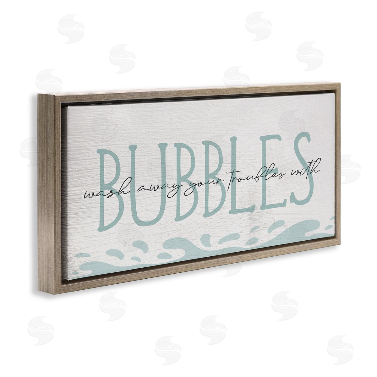 Stupell Studio Wash Away Troubles Bubbles Blue Bath Sign Text 