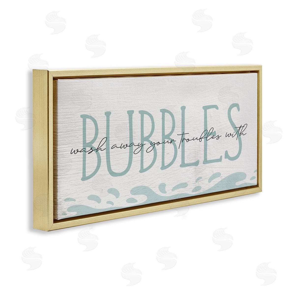 Stupell Studio Wash Away Troubles Bubbles Blue Bath Sign Text 