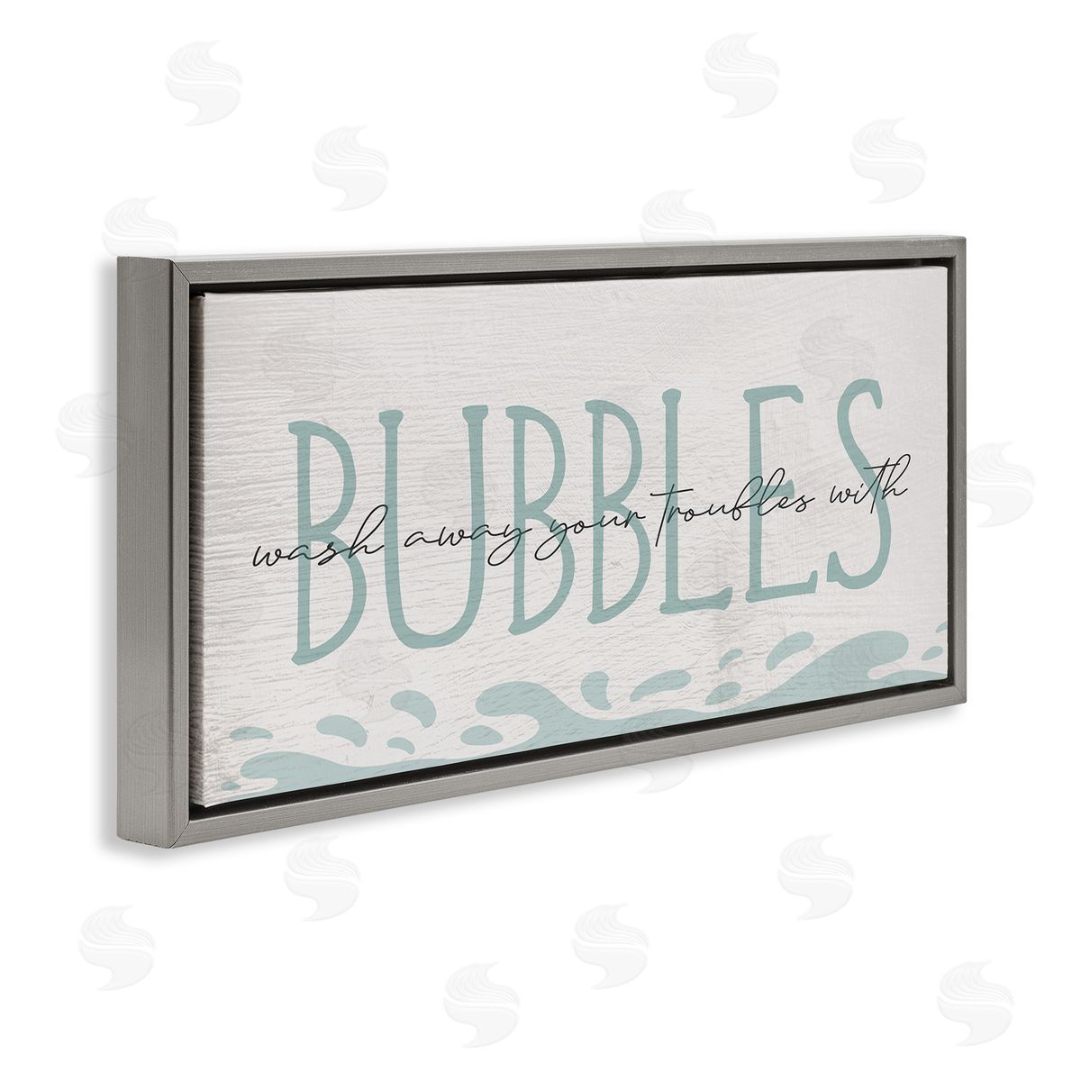 Stupell Studio Wash Away Troubles Bubbles Blue Bath Sign Text 