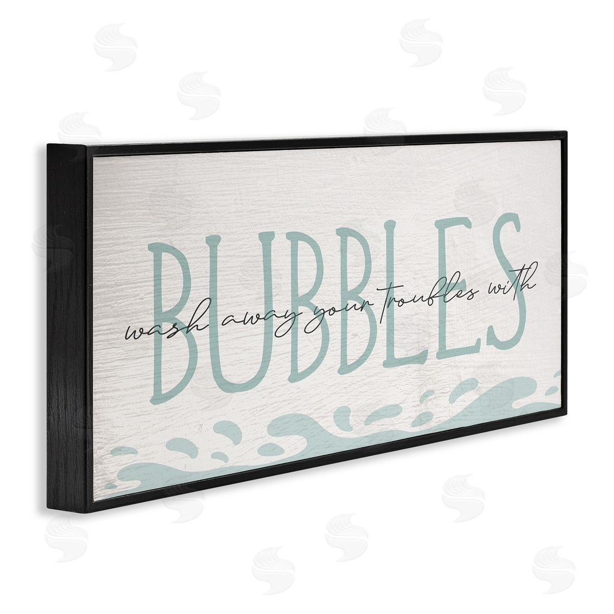 Stupell Studio Wash Away Troubles Bubbles Blue Bath Sign Text 
