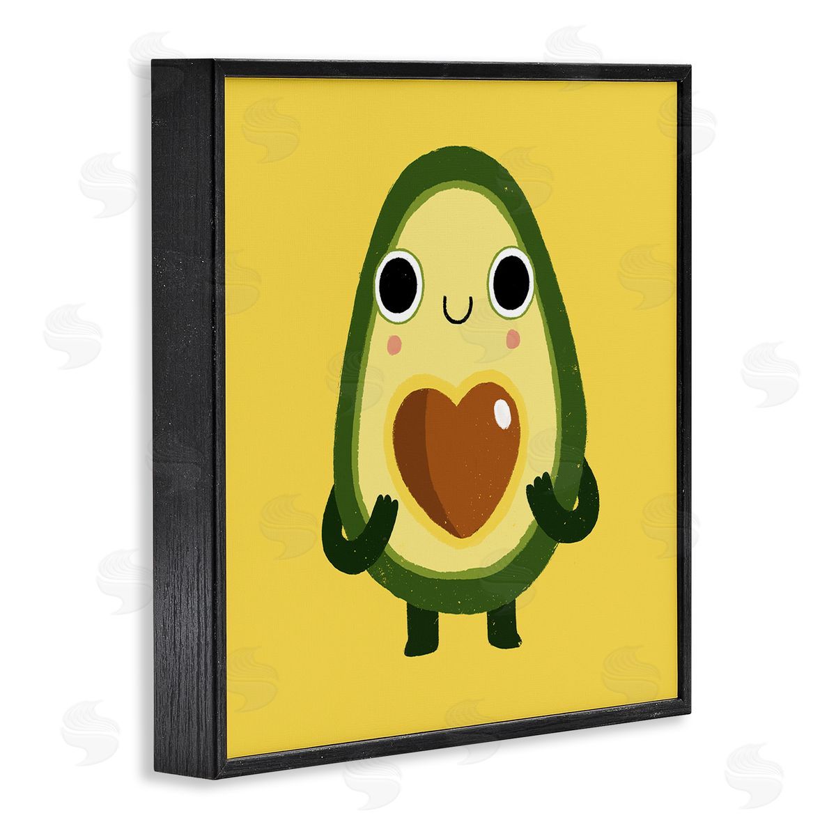 Michael Buxton Endearing Avocado Heart Shape Seed Smiling Cartoon Black Framed Glicee Wall Art Print