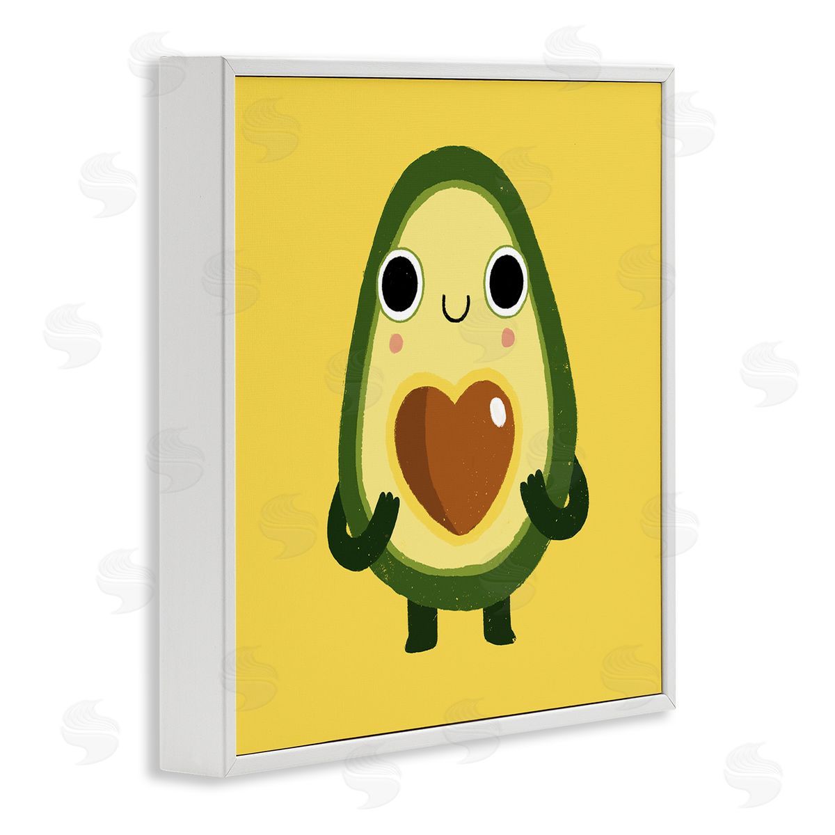 Michael Buxton Endearing Avocado Heart Shape Seed Smiling Cartoon White Framed Glicee Wall Art Print