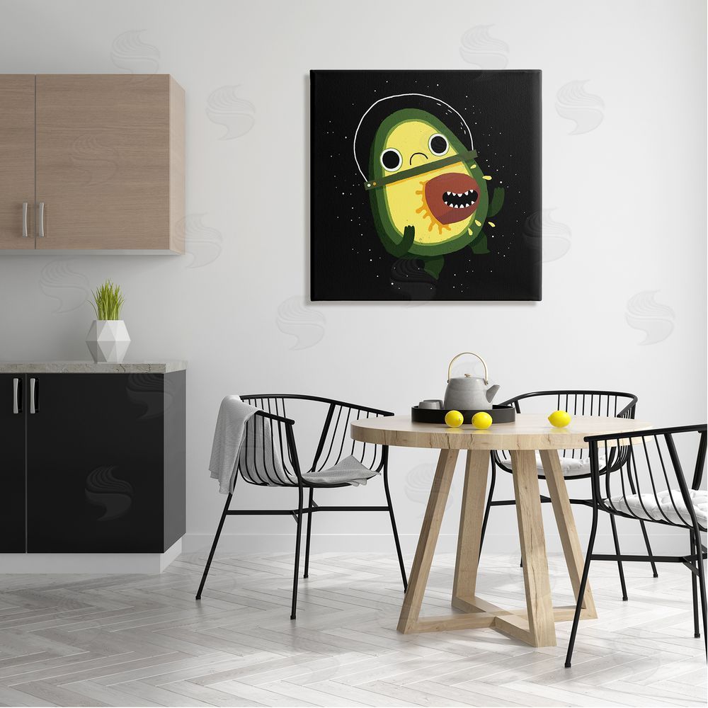 Michael Buxton Green Frowning Avocado Seed Outer Space Astronaut  Canvas Wall Art in Room