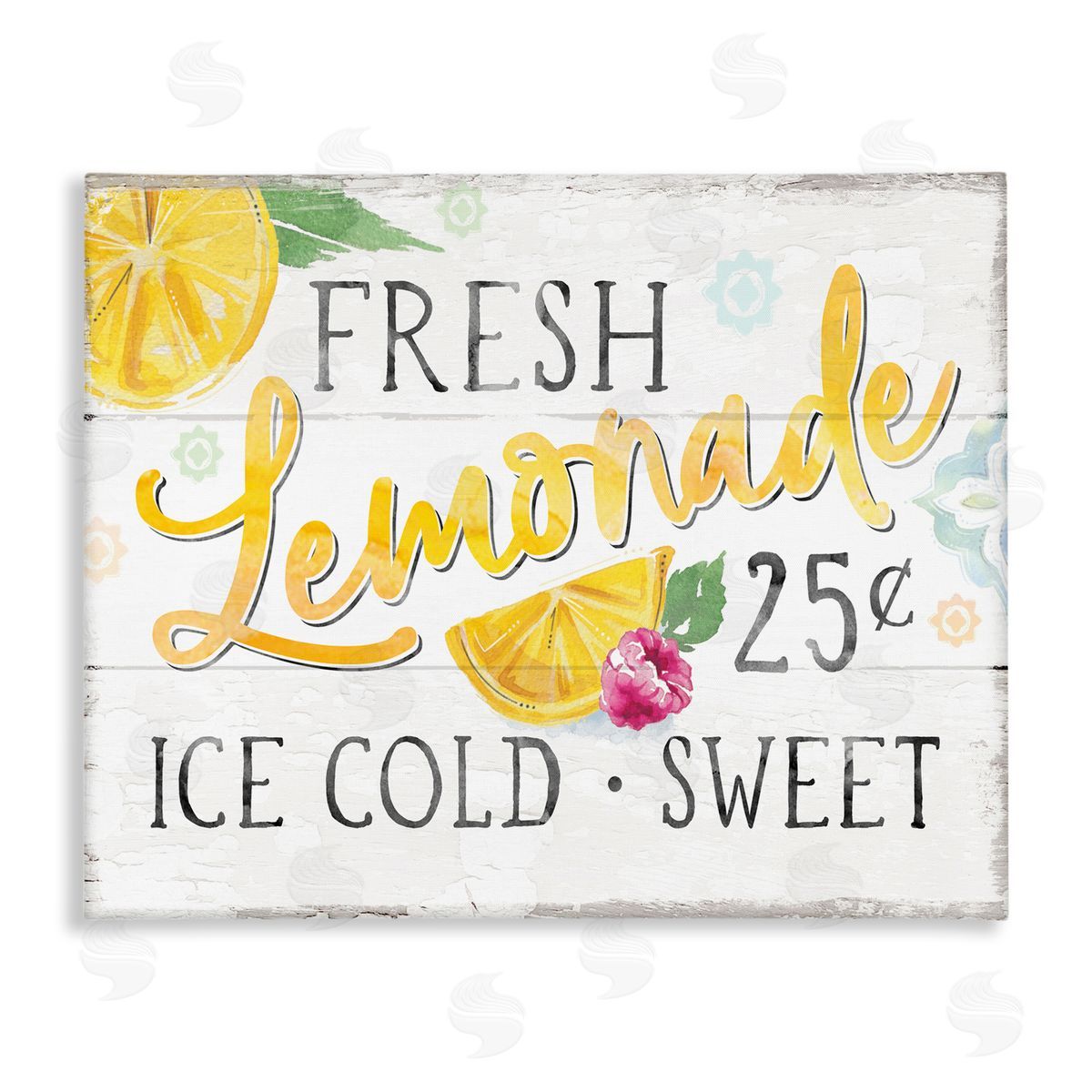 Courtney Morgenstern Fresh Lemonade Rustic Country Citrus Fruit Sign  Stretched Canvas Wall Art Print