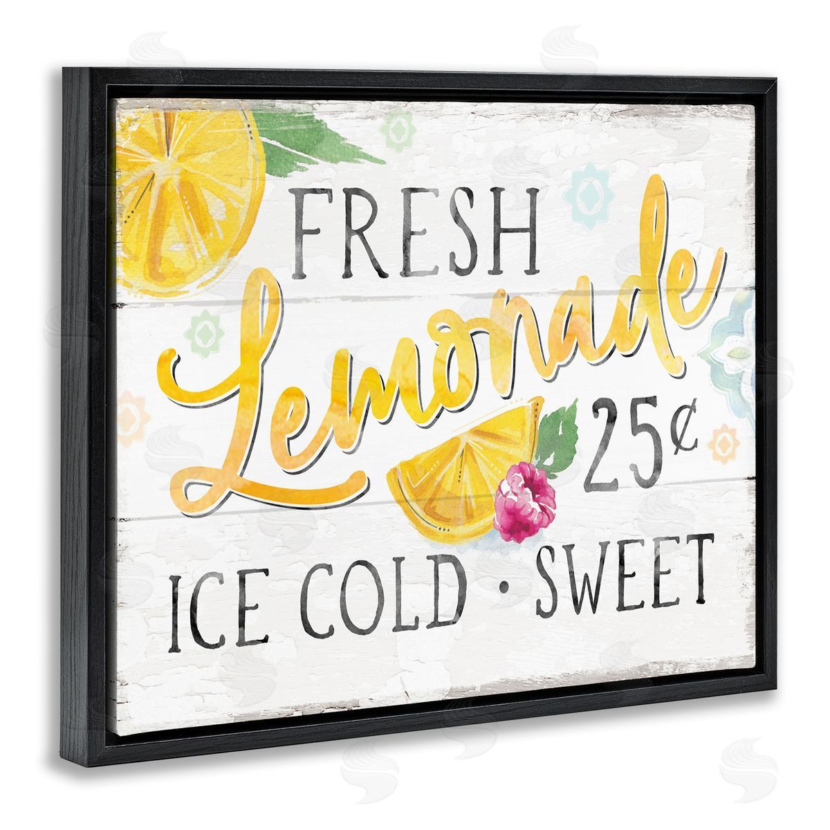 Courtney Morgenstern Fresh Lemonade Rustic Country Citrus Fruit Sign  Black Floating Frame Canvas Wall Art Print