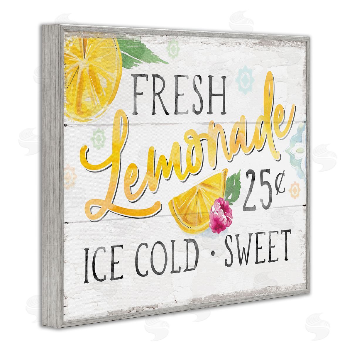 Courtney Morgenstern Fresh Lemonade Rustic Country Citrus Fruit Sign  Gray Framed Giclee Wall Art Print