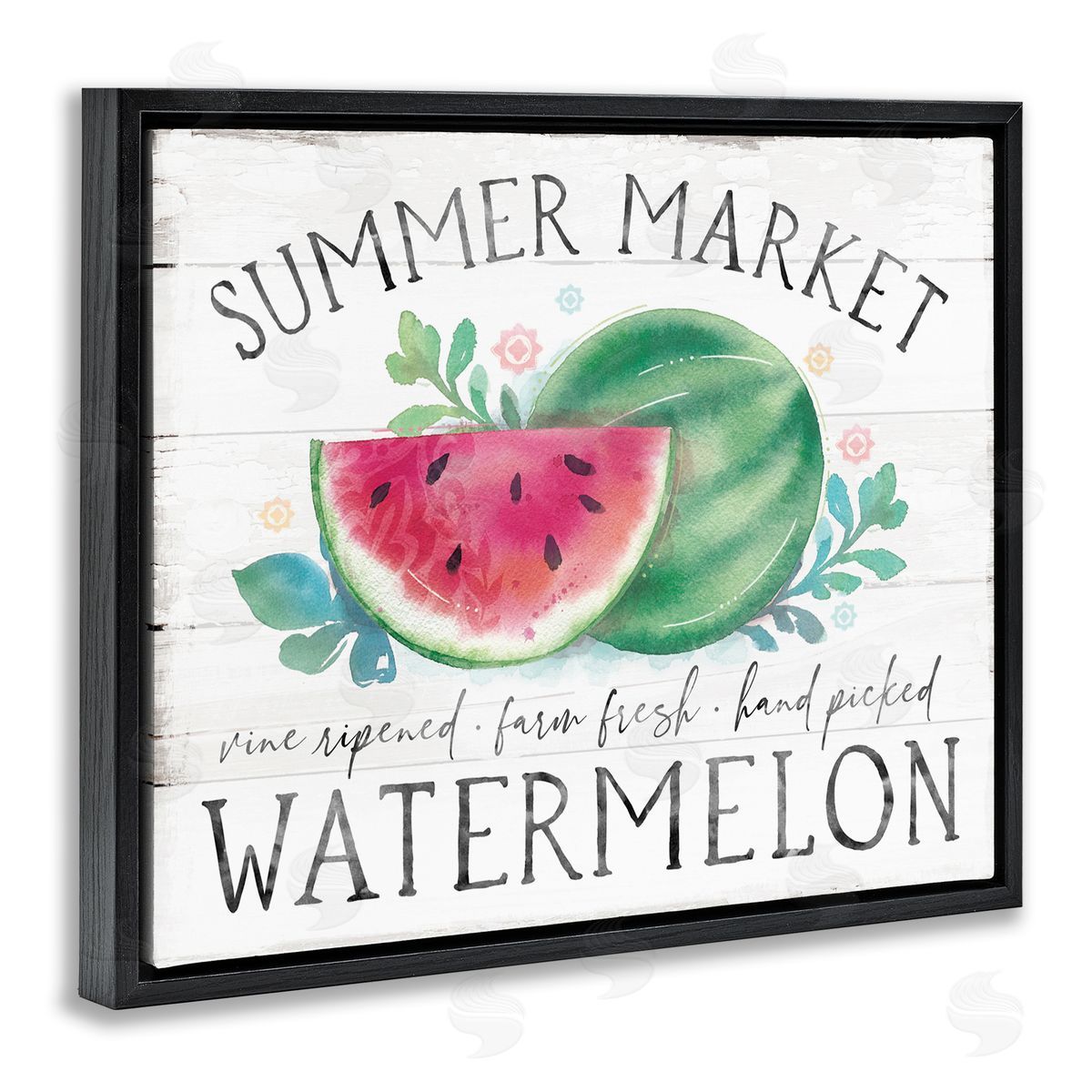 Courtney Morgenstern Summer Market Watermelon Farm Country Grain Pattern  Black Floating Frame Canvas Wall Art Print