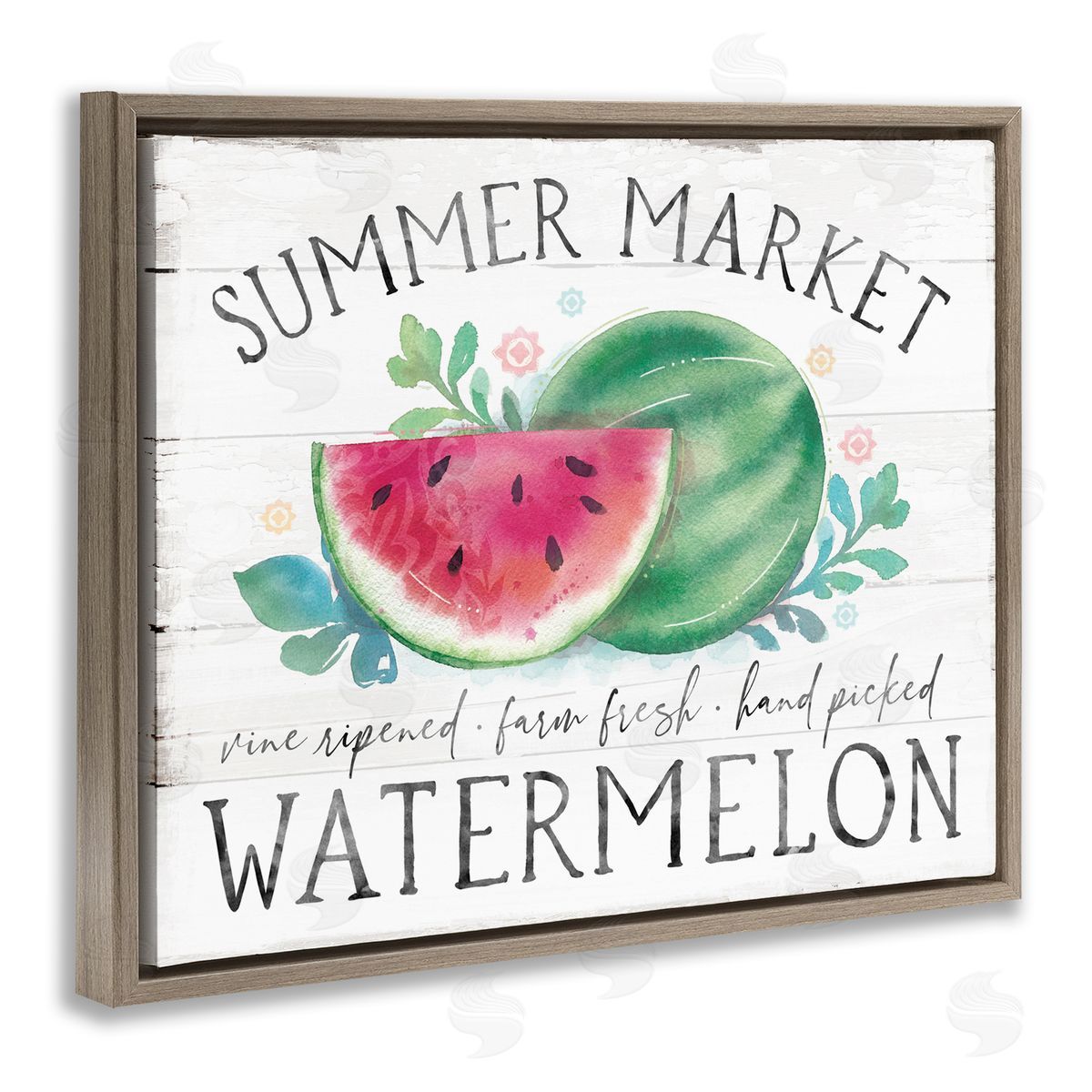Courtney Morgenstern Summer Market Watermelon Farm Country Grain Pattern  Brown Floating Frame Canvas Wall Art Print