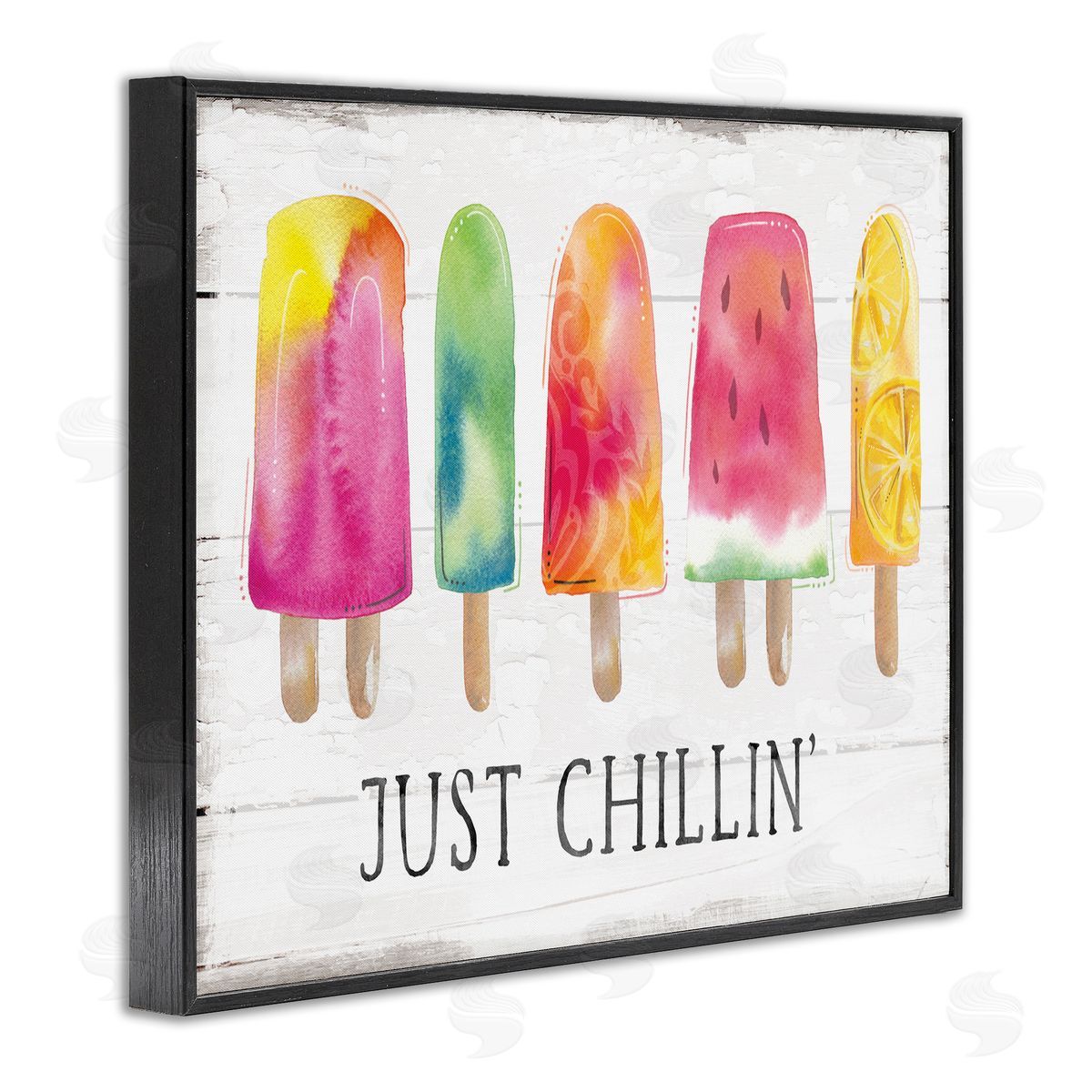 Courtney Morgenstern Just Chillin' Rustic Grain Pattern Summer Ice Pop  Black Framed Giclee Wall Art Print