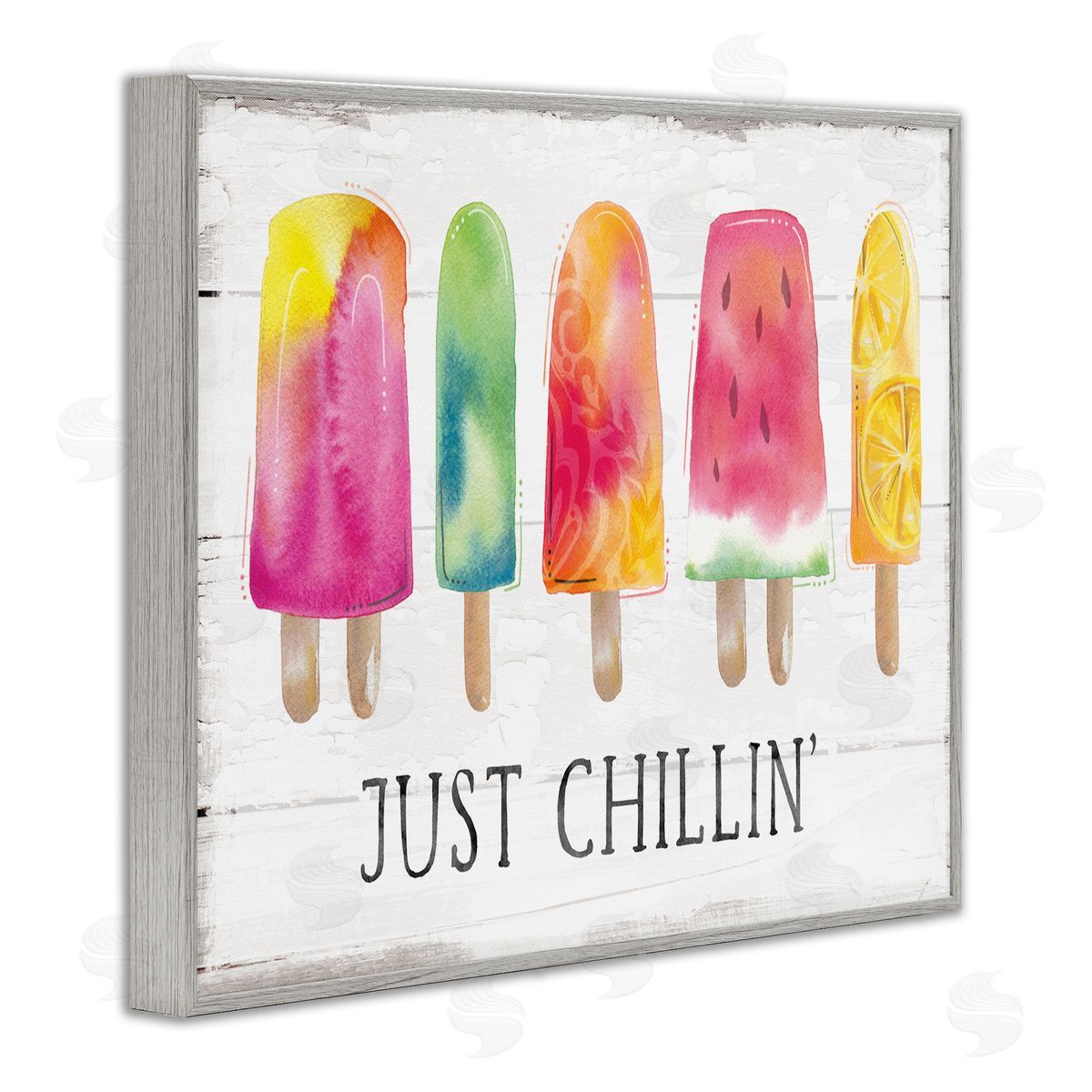 Courtney Morgenstern Just Chillin' Rustic Grain Pattern Summer Ice Pop  Gray Framed Giclee Wall Art Print