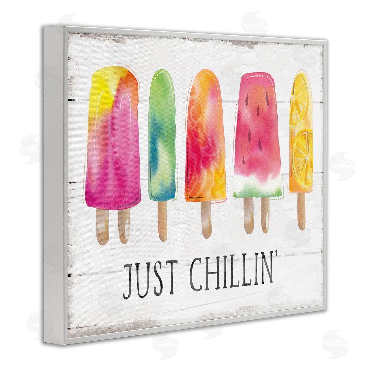 Courtney Morgenstern Just Chillin' Rustic Grain Pattern Summer Ice Pop  White Framed Giclee Wall Art Print