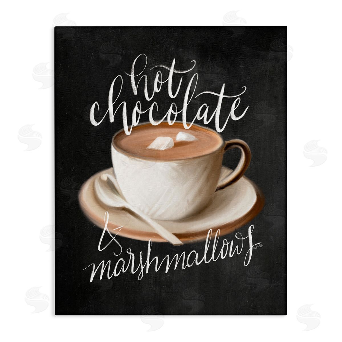 House Fenway Hot Chocolate Cozy Winter Beverage Calligraphy Cafe Sign  Stretched Canvas Wall Art Print
