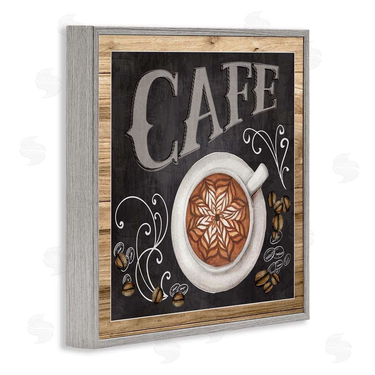 Chalkboard Style Cafe Sign Grey Frame Print Wall Art, Home Decor by ND Art
