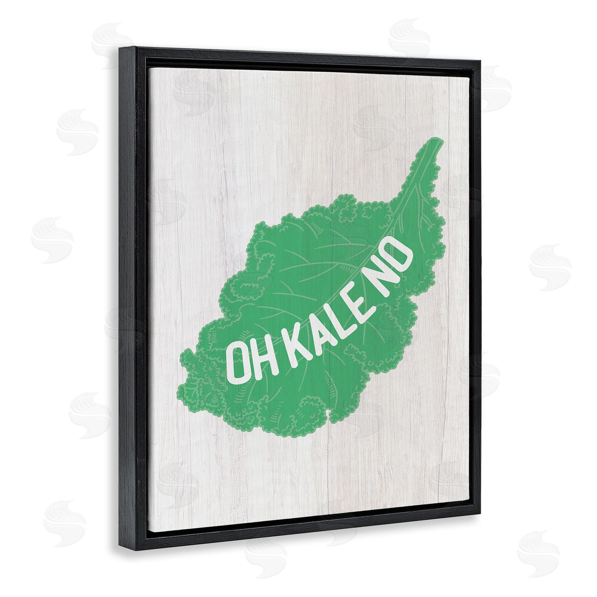 Stupell Studio Oh Kale No Clever Rustic Illustration Typography  Black Floating Frame Canvas Wall Art Print