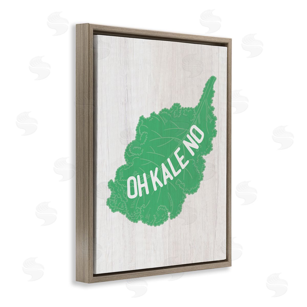 Stupell Studio Oh Kale No Clever Rustic Illustration Typography  Brown Floating Frame Canvas Wall Art Print